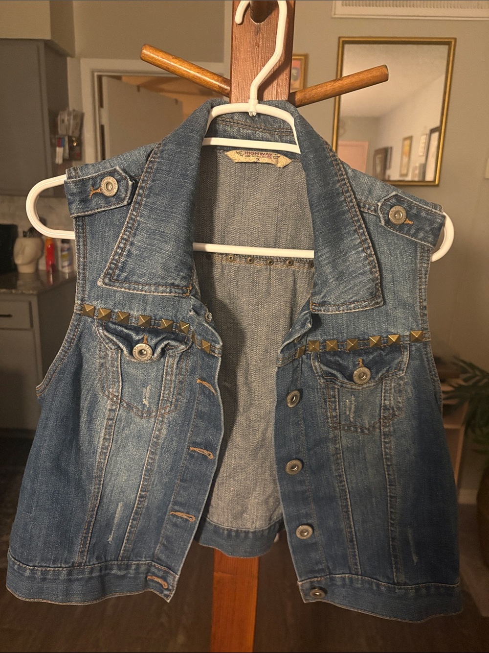 Highway Jeans Blue Studded Denim Vest